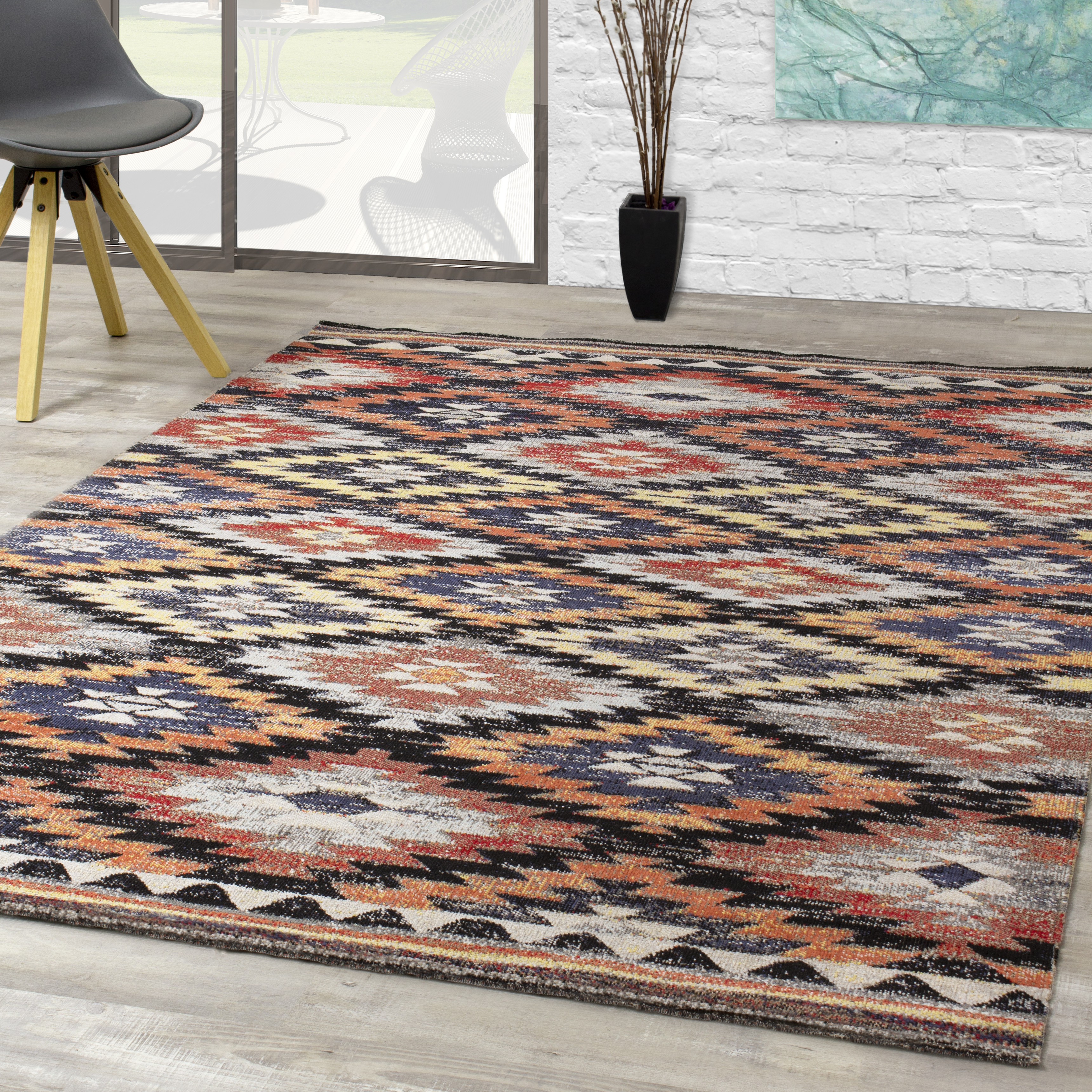 Sara Angle Diamond Multicoloured Rug - 7’10” x 10’6” - Victoria Rose Decor