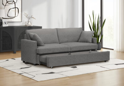 SLEEPER SOFA - CONVERTIBLE BED GREY FABRIC #CENTAURI-13