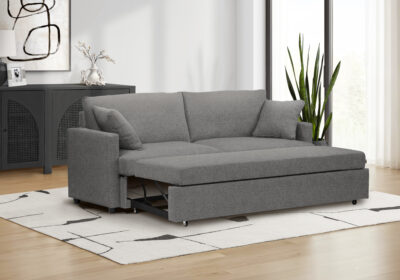SLEEPER SOFA - CONVERTIBLE BED GREY FABRIC #CENTAURI-13