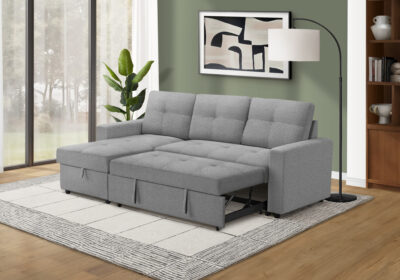 SLEEPER SOFA - L/R STORAGE LOUNGER GREY FABRIC # LUMOS-08
