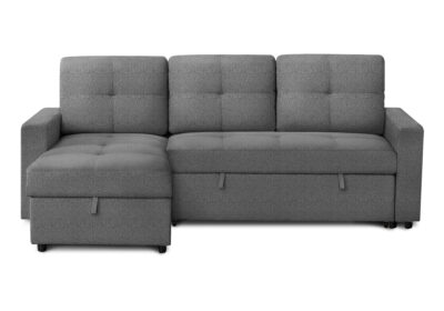 SLEEPER SOFA - L/R STORAGE LOUNGER GREY FABRIC # LUMOS-13