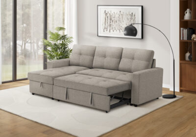 SLEEPER SOFA - L/R STORAGE LOUNGER BROWN FABRIC # LUMOS-31