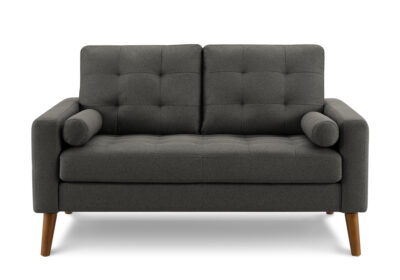 LOVE SEAT - 58"L WITH 2 PILLOWS / DARK GREY FABRIC #LUMOS-17