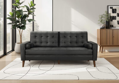 SOFA - 75"L WITH 2 PILLOWS / BLACK PU #CK5A95