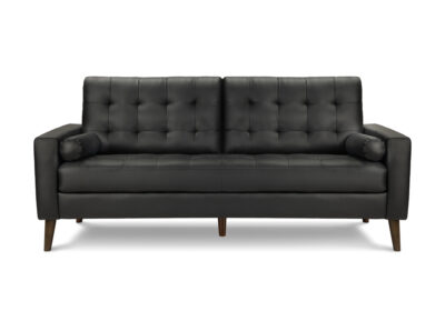 SOFA - 75"L WITH 2 PILLOWS / BLACK PU #CK5A95