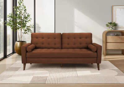 SOFA - 75"L WITH 2 PILLOWS / RUST FABRIC #LUMOS-44