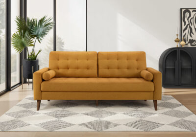 SOFA - 75"L WITH 2 PILLOWS / ORANGE FABRIC #LUMOS-68
