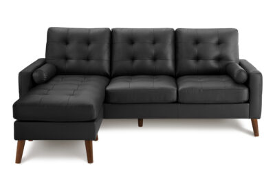 SOFA LOUNGER - L/R FACING WITH 2 PILLOWS / BLACK PU #CK5A95