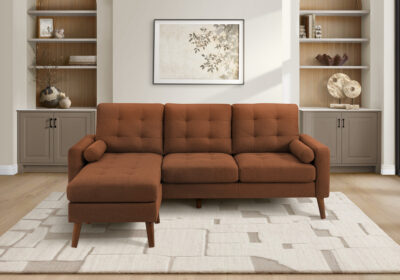 SOFA LOUNGER - L/R FACING WITH 2 PILLOWS / RUST #LUMOS-44