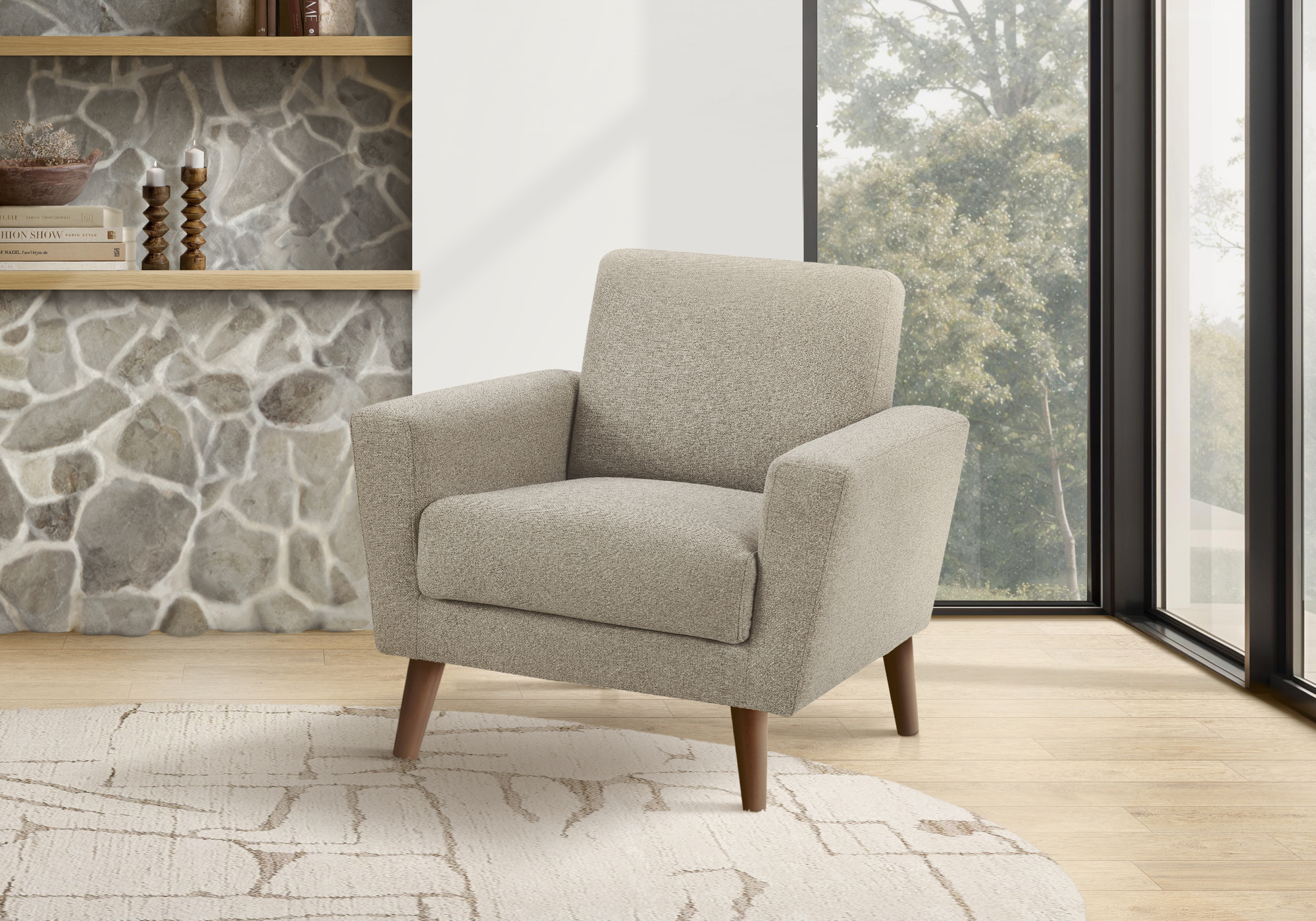 CHAIR - 34"L / LIGHT BROWN FABRIC #LUMOS-31