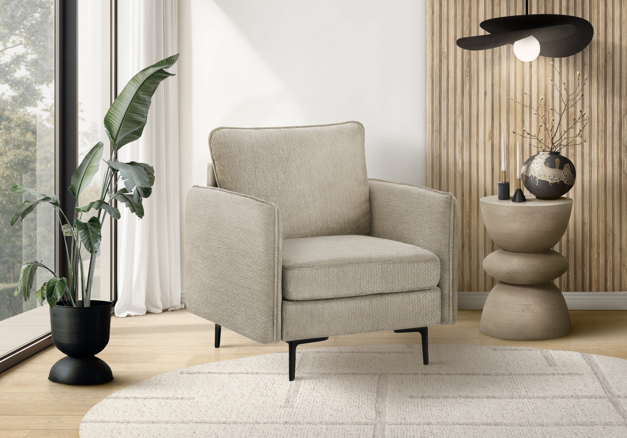 CHAIR - 32"L / BEIGE FABRIC #COACH-4