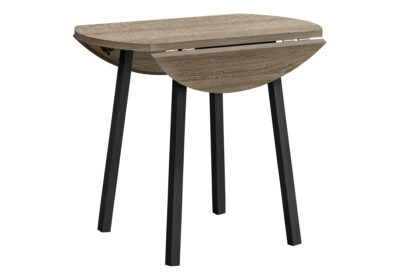 DINING SET - 3PCS SET / DARK TAUPE TOP / BLACK METAL