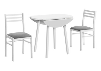 DINING SET - 3PCS SET / WHITE TOP / WHITE METAL