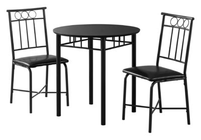 DINING SET - 3PCS SET / BLACK METAL AND TOP