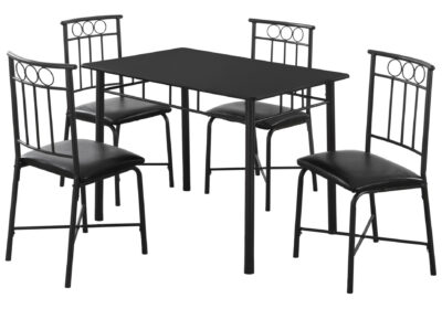 DINING SET - 5PCS SET / BLACK METAL AND TOP