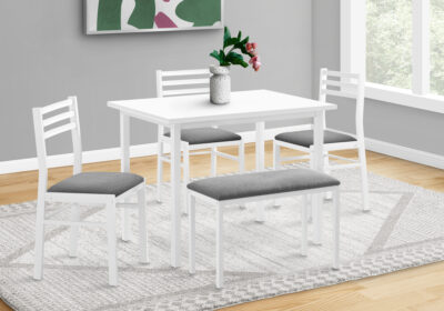 DINING SET - 5PCS SET / WHITE TOP / WHITE METAL