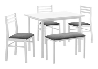DINING SET - 5PCS SET / WHITE TOP / WHITE METAL