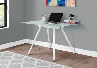 COMPUTER DESK - 28"X 48" / WHITE / 8MM TEMPERED GLASS