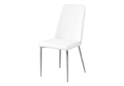 DINING CHAIR - 2PCS / 37"H / WHITE LEATHER-LOOK / CHROME