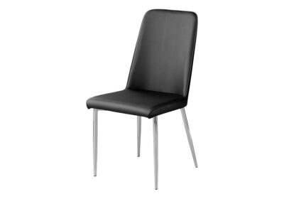 DINING CHAIR - 2PCS / 37"H / BLACK LEATHER-LOOK / CHROME