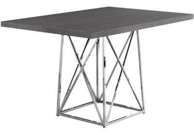 DINING TABLE - 36"X 48" / GREY / CHROME METAL