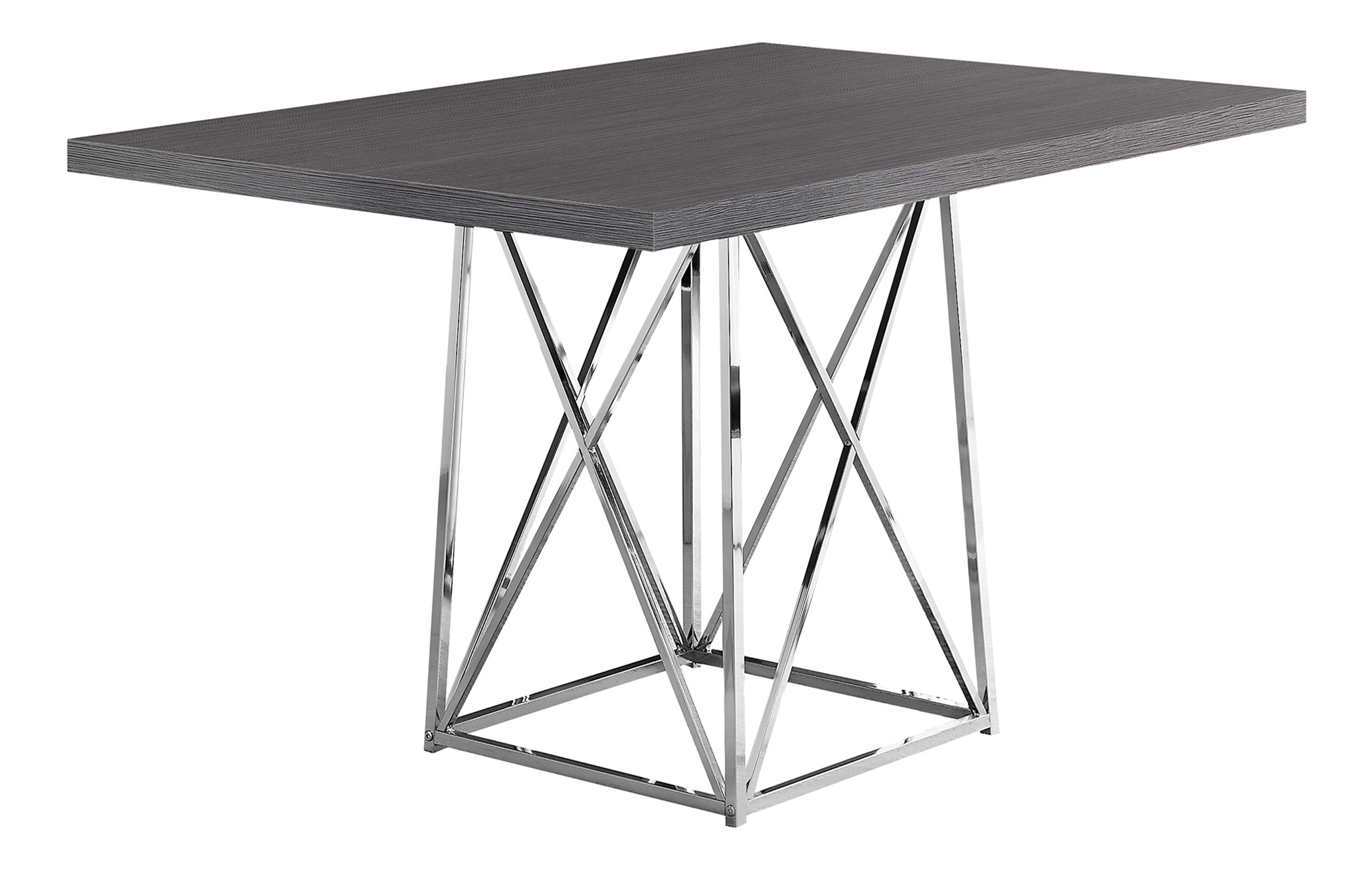 DINING TABLE - 36"X 48" / GREY / CHROME METAL