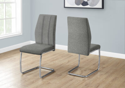 DINING CHAIR - 2PCS / 39"H / GREY FABRIC / CHROME