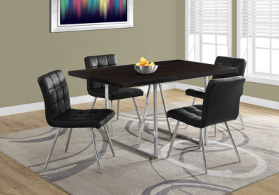 DINING TABLE - 36"X 60" / ESPRESSO / CHROME METAL
