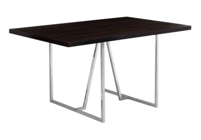DINING TABLE - 36"X 60" / ESPRESSO / CHROME METAL