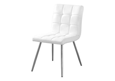 DINING CHAIR - 2PCS / 32"H / WHITE LEATHER-LOOK / CHROME