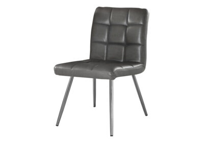 DINING CHAIR - 2PCS / 32"H / GREY LEATHER-LOOK / CHROME