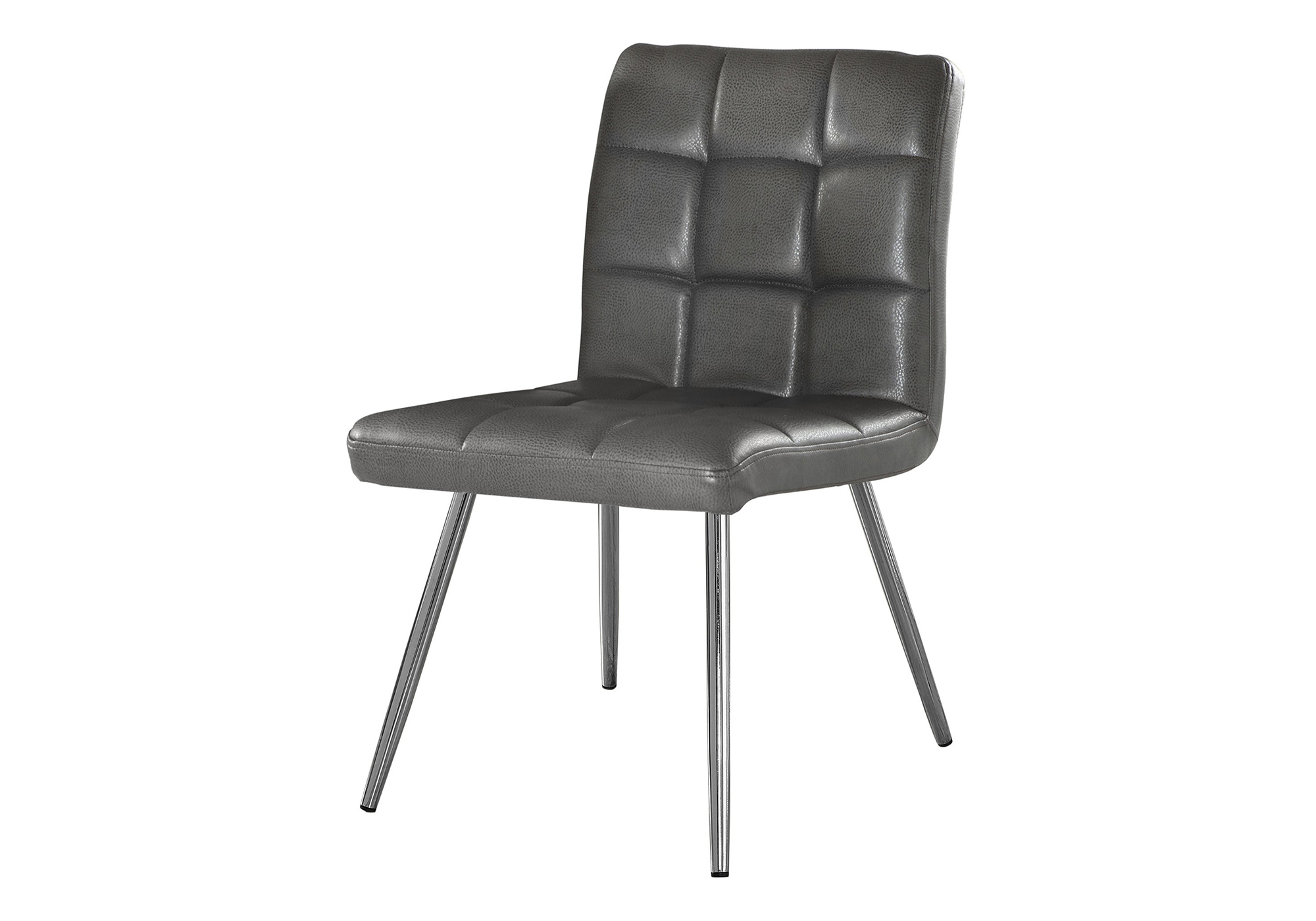 DINING CHAIR - 2PCS / 32"H / GREY LEATHER-LOOK / CHROME