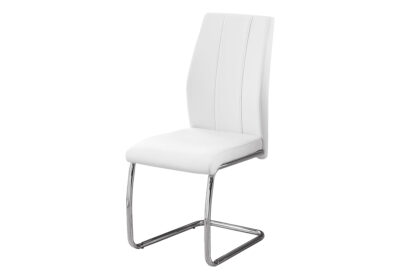 DINING CHAIR - 2PCS / 39"H / WHITE LEATHER-LOOK / CHROME
