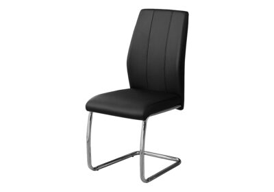 DINING CHAIR - 2PCS / 39"H / BLACK LEATHER-LOOK / CHROME