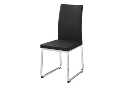 DINING CHAIR - 2PCS / 38"H / BLACK LEATHER-LOOK / CHROME