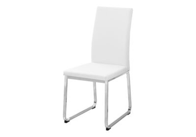 DINING CHAIR - 2PCS / 38"H / WHITE LEATHER-LOOK / CHROME