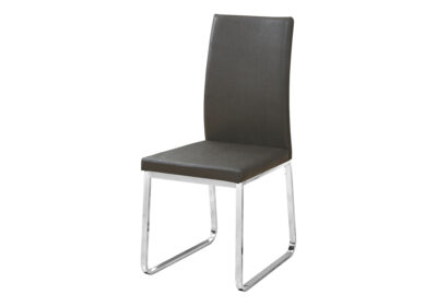 DINING CHAIR - 2PCS / 38"H / GREY LEATHER-LOOK / CHROME