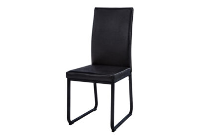 DINING CHAIR - 2PCS / 38"H / BLACK LEATHER-LOOK / BLACK