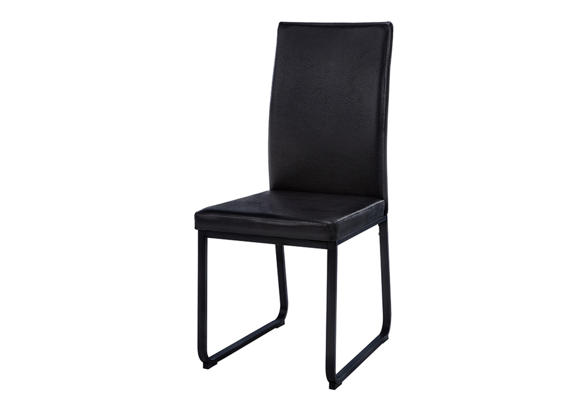 DINING CHAIR - 2PCS / 38"H / BLACK LEATHER-LOOK / BLACK