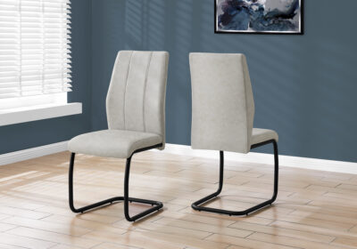 DINING CHAIR - 2PCS / 39"H / GREY FABRIC / BLACK METAL