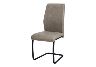 DINING CHAIR - 2PCS / 39"H / TAUPE FABRIC / BLACK METAL