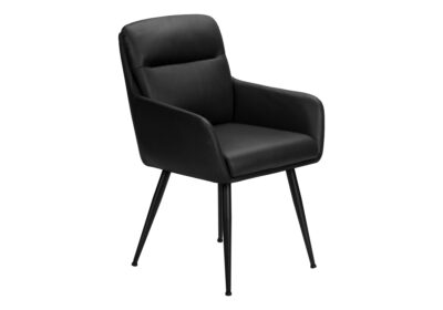 DINING CHAIR - 2PCS / 34"H / BLACK LEATHER-LOOK / BLACK