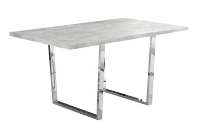 DINING TABLE - 36"X 60" / GREY CEMENT / CHROME METAL