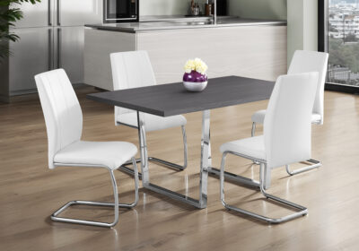 DINING TABLE - 36"X 60" / GREY / CHROME METAL