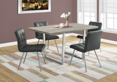 DINING TABLE - 36"X 60" / DARK TAUPE / CHROME METAL