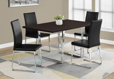 DINING TABLE - 36"X 60" / ESPRESSO / CHROME METAL