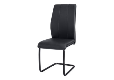 DINING CHAIR - 2PCS / 39"H / BLACK LEATHER-LOOK / METAL