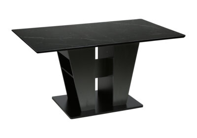 DINING TABLE - 36"X 60" / DARK GREY STONE TOP / BLACK BASE