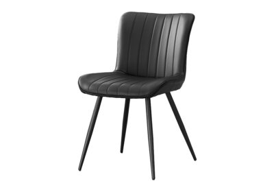 DINING CHAIR - 2PCS / 33"H / BLACK LEATHER-LOOK / BLACK
