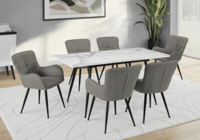 DINING TABLE - 32"X 48"X 63" / 15" BUTTERFLY / WHITE STONE